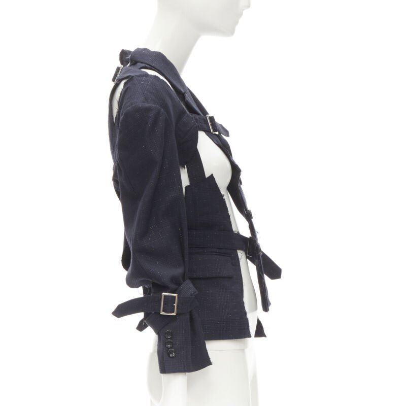 Comme Des Garcons Navy Deconstructed Jacket - 4