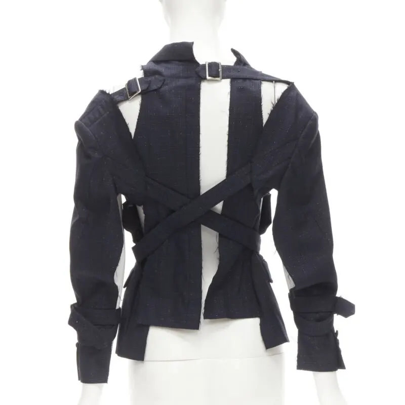 Comme Des Garcons Navy Deconstructed Jacket Navy Wool Never worn - Box View