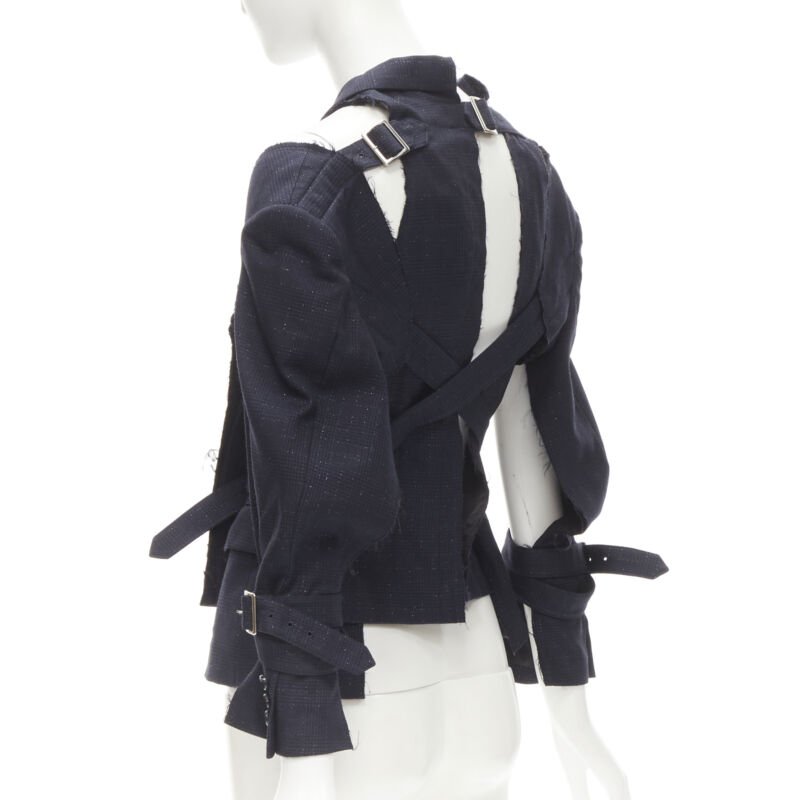 Comme Des Garcons Navy Deconstructed Jacket - Detail 1