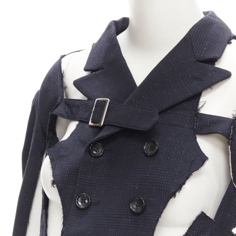 Comme Des Garcons Navy Deconstructed Jacket - Detail 2