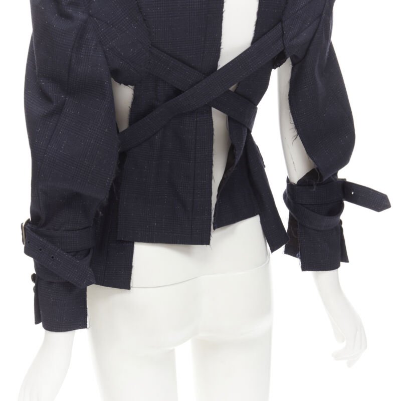Comme Des Garcons Navy Deconstructed Jacket - Image 11