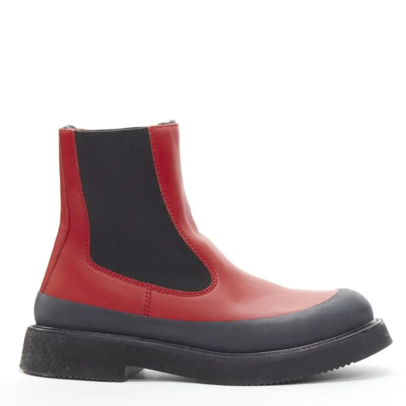 Celine Slogan Combat Leather Boots Red Leather Very good - Front View