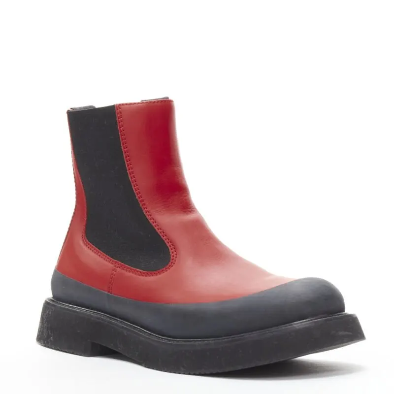 Celine Slogan Combat Leather Boots Red Leather Very good - Back View