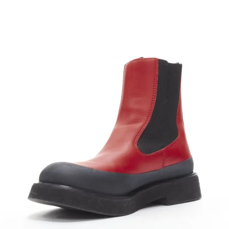 Celine Slogan Combat Leather Boots Red Leather Very good - Model View