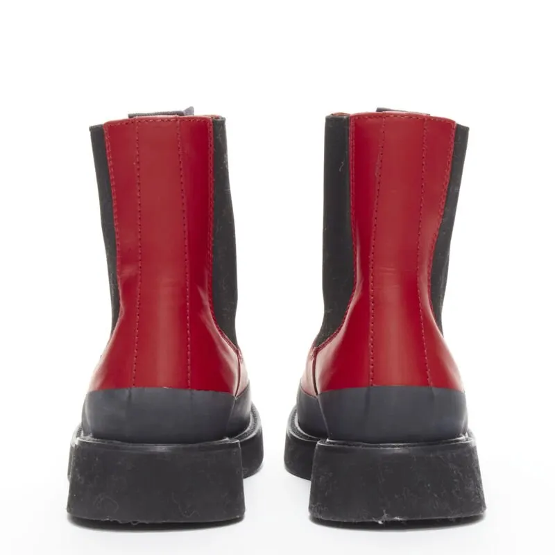 Celine Slogan Combat Leather Boots Red Leather Very good - Box View