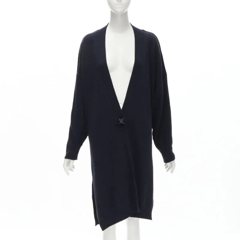 Hermès Leather Button Cardigan Navy Cashmere Never worn - Inside View