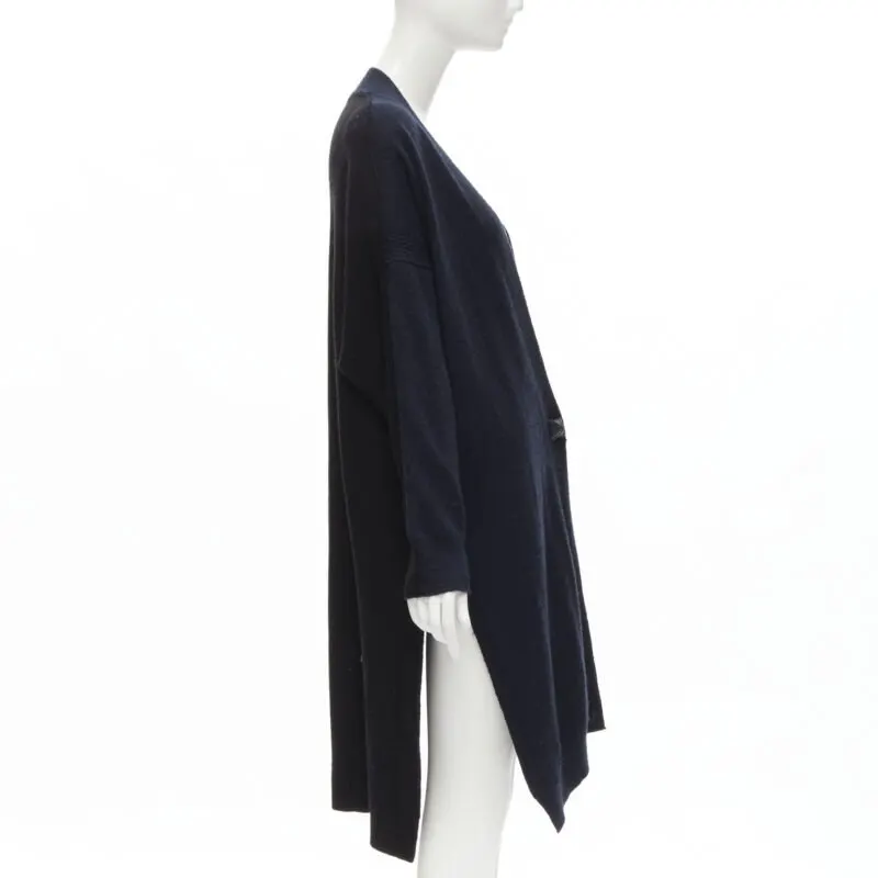 Hermès Leather Button Cardigan Navy Cashmere Never worn - Model View