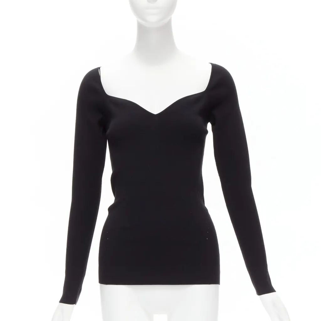 Balenciaga Sweetheart Knit Top Black Polyester Never worn, with tag - Front View