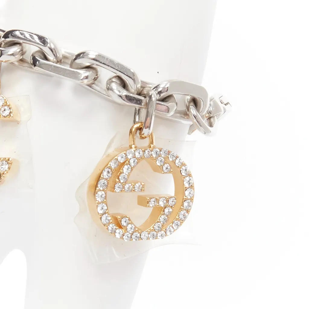 Gucci Gold Silver Charms Bracelet Silver Metal Never worn - Back View