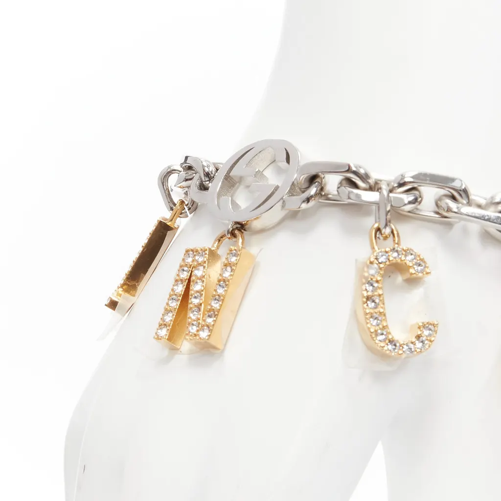 Gucci Gold Silver Charms Bracelet Silver Metal Never worn - Inside View
