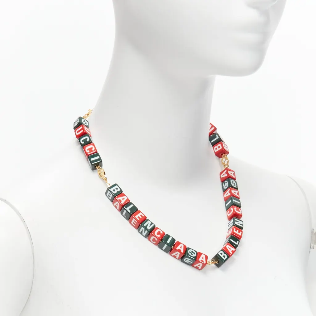 Gucci Hacker Cube Necklace Red Plastic Never worn, with tag - Inside View