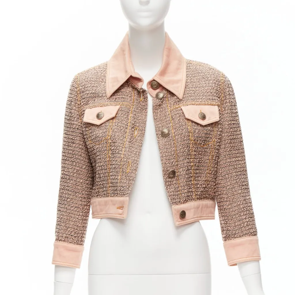 Chanel Pink Tweed Jacket Pink Cotton Never worn - Front View