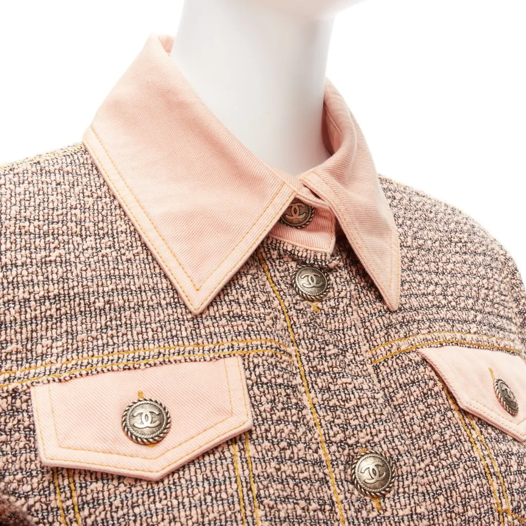 Chanel Pink Tweed Jacket Pink Cotton Never worn - Back View