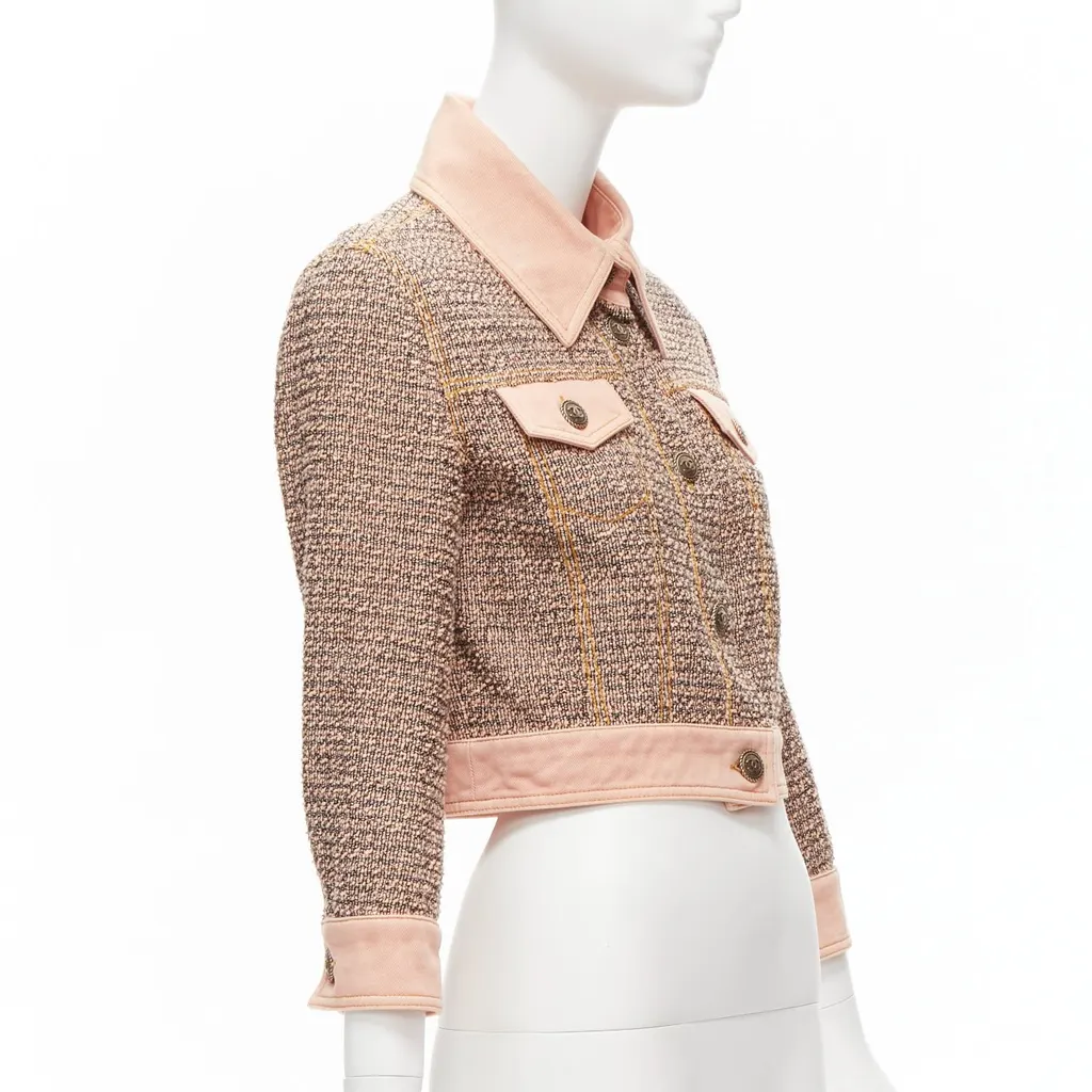 Chanel Pink Tweed Jacket Pink Cotton Never worn - Model View