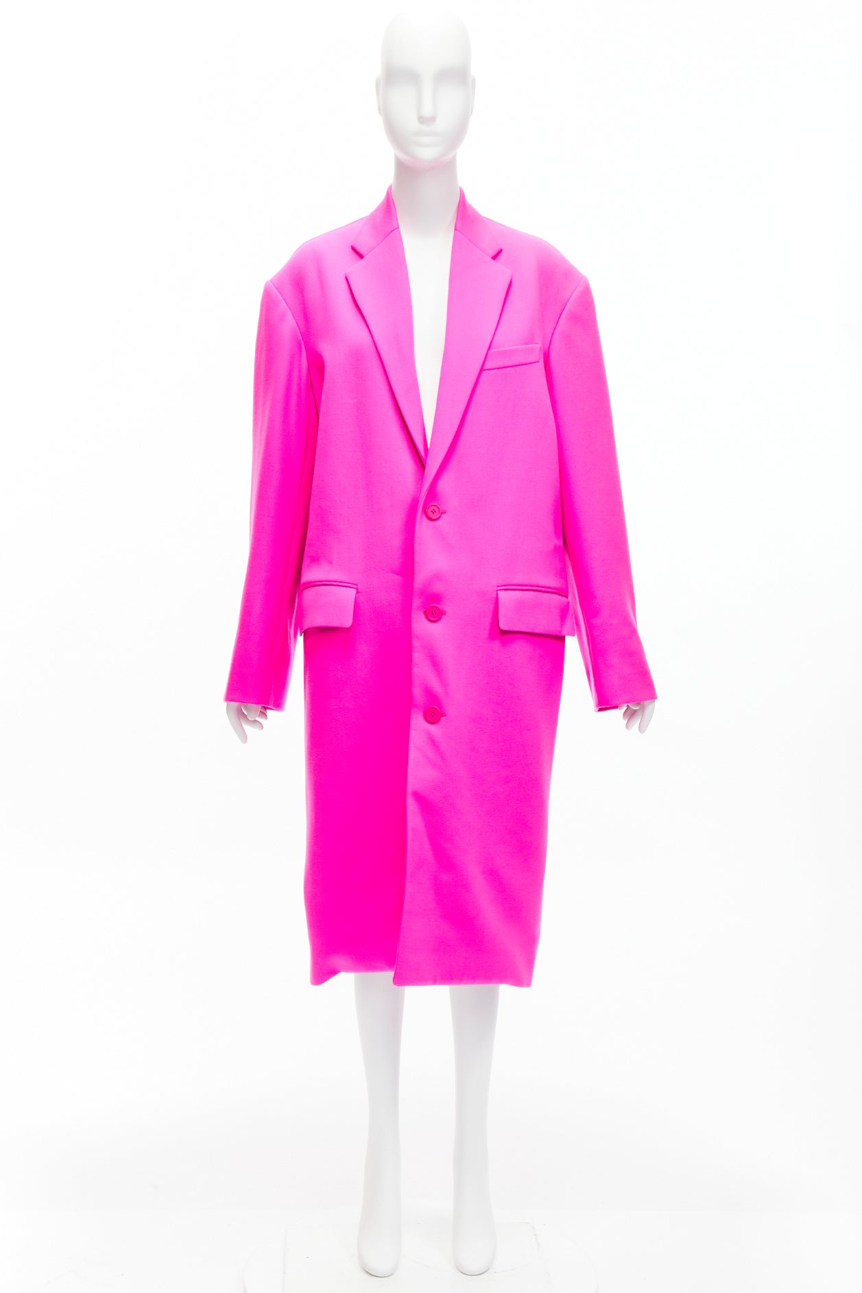 Balenciaga Pink Wool Long Coat - Image 12