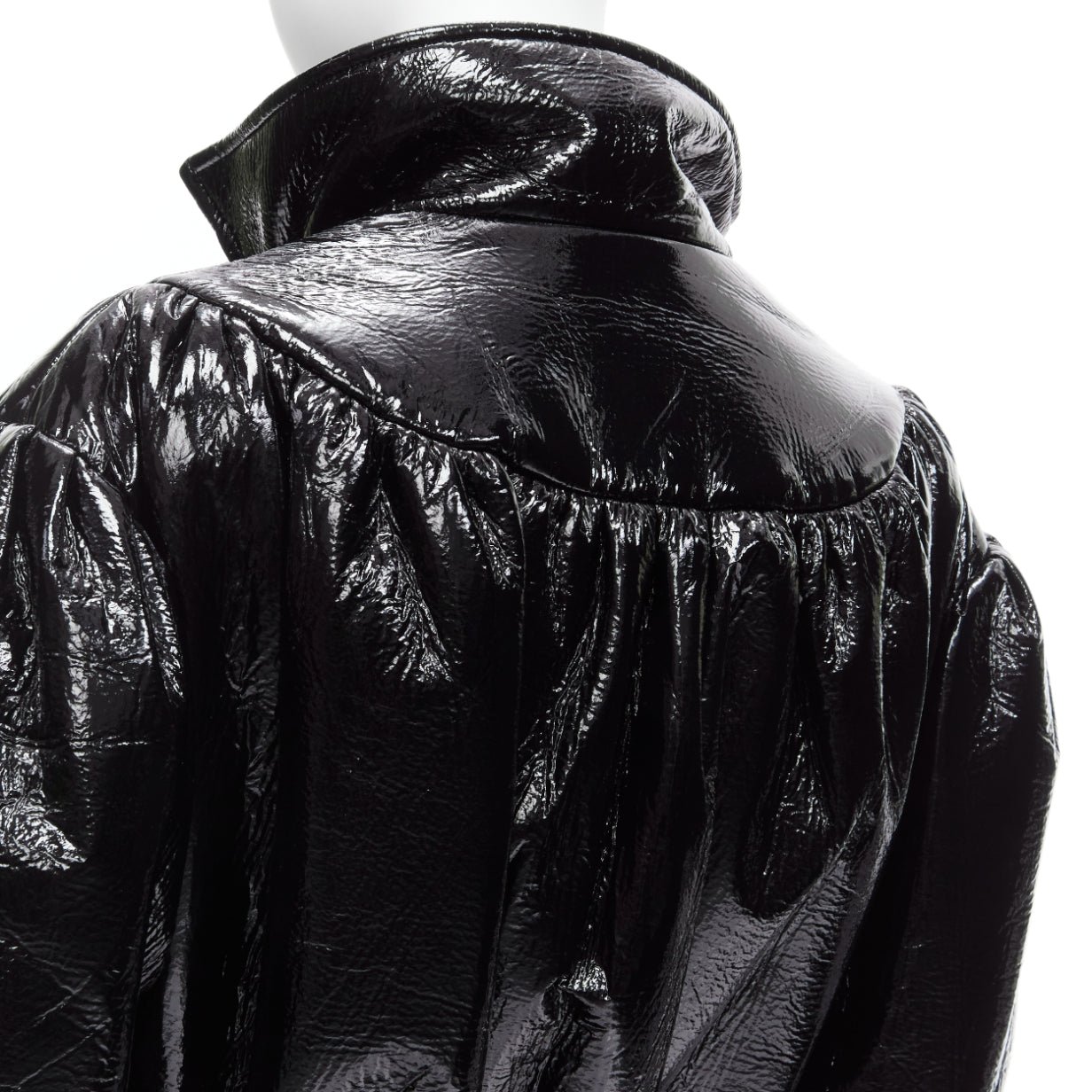 Miu Miu Black Vinyl Bomber Coat - Back view