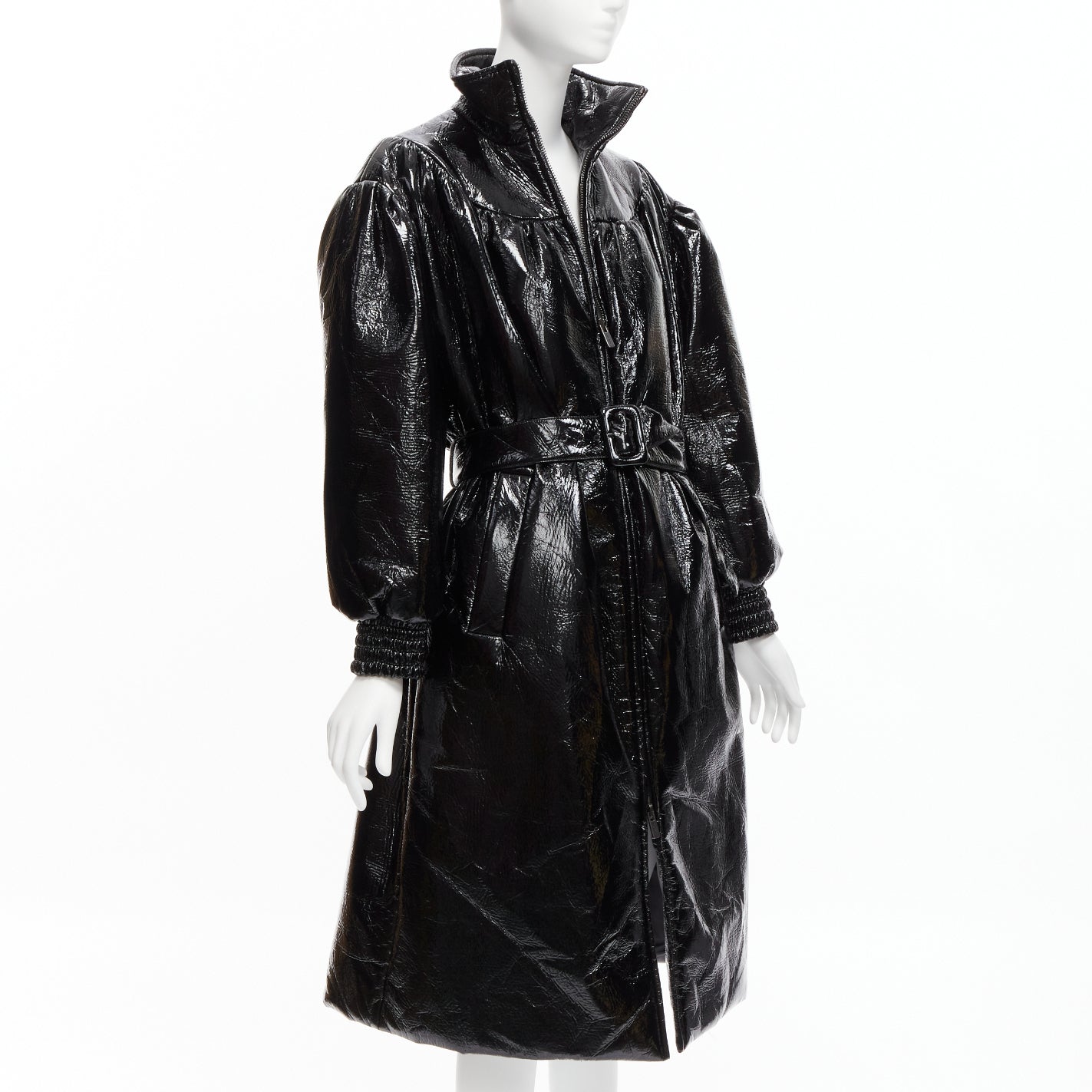 Miu Miu Black Vinyl Bomber Coat - 4