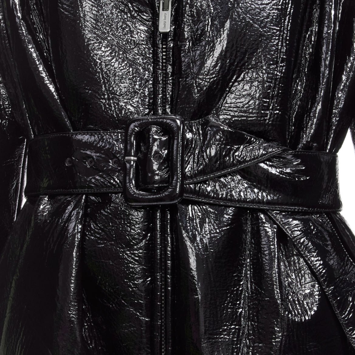 Miu Miu Black Vinyl Bomber Coat - Image 10