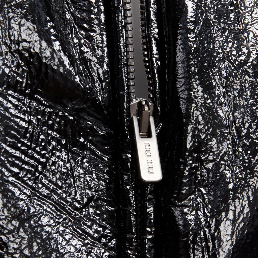 Miu Miu Black Vinyl Bomber Coat - Image 11