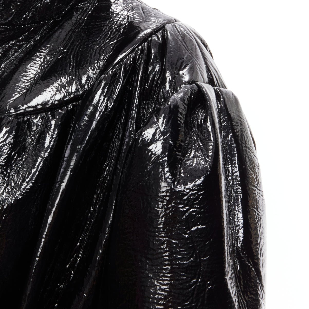 Miu Miu Black Vinyl Bomber Coat - Image 12