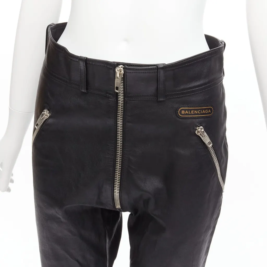 Balenciaga Moto Leather Pants Black Leather Good - Back View