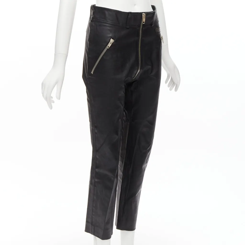 Balenciaga Moto Leather Pants Black Leather Good - Inside View