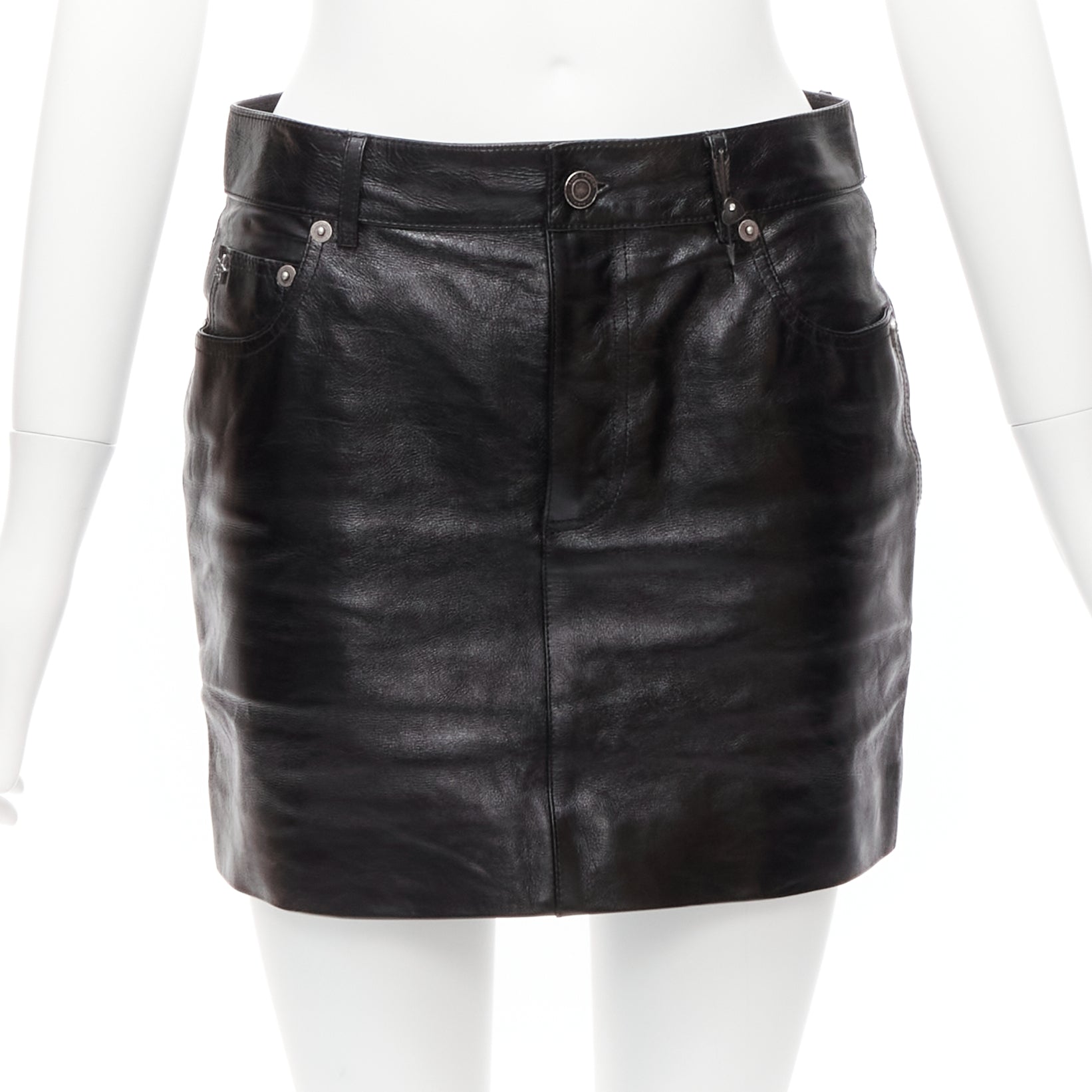Saint Laurent Charm Leather Skirt