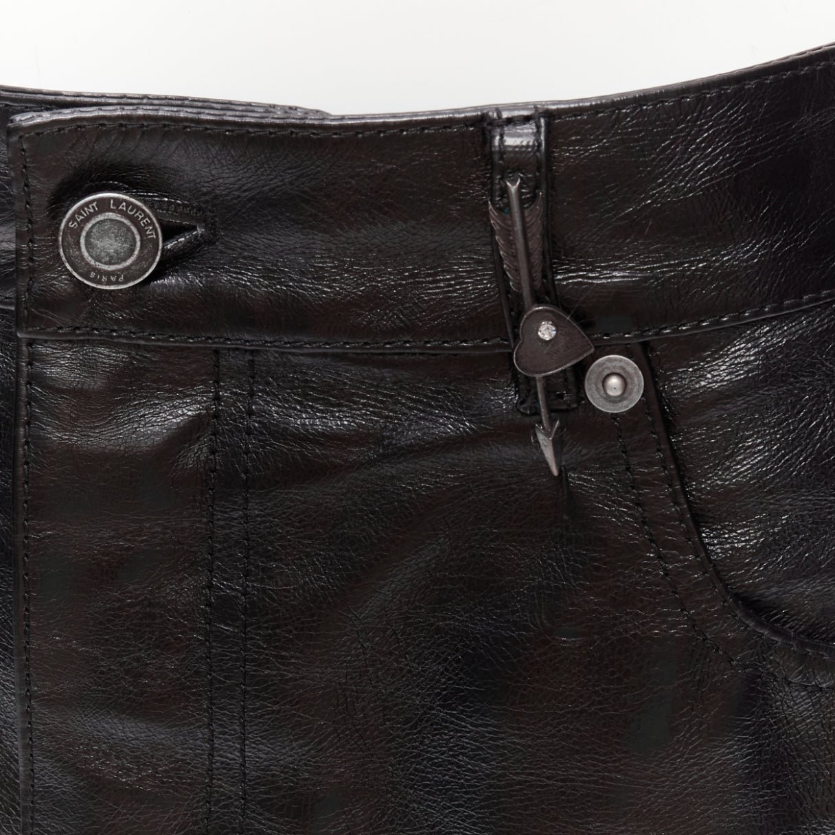 Saint Laurent Charm Leather Skirt - Back view