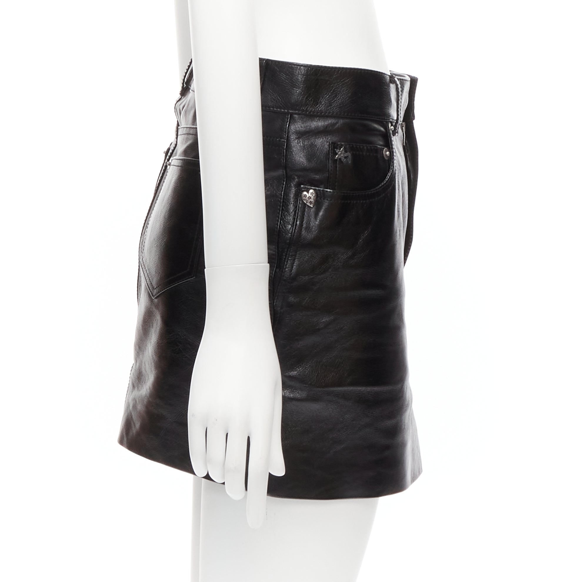 Saint Laurent Charm Leather Skirt - 4