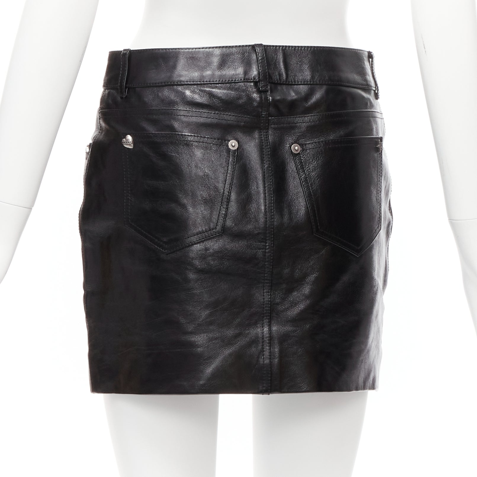 Saint Laurent Charm Leather Skirt - Side view