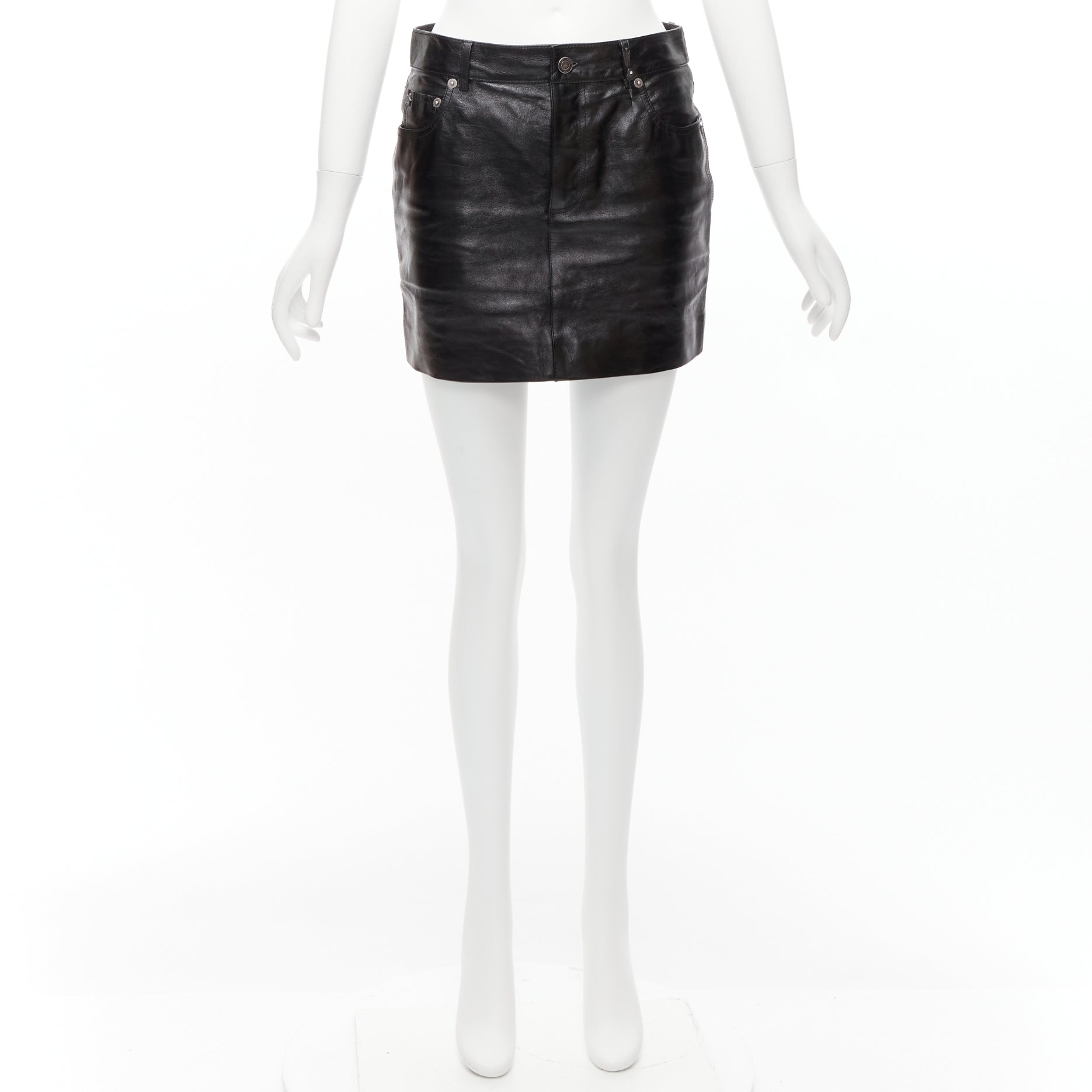 Saint Laurent Charm Leather Skirt - Image 12