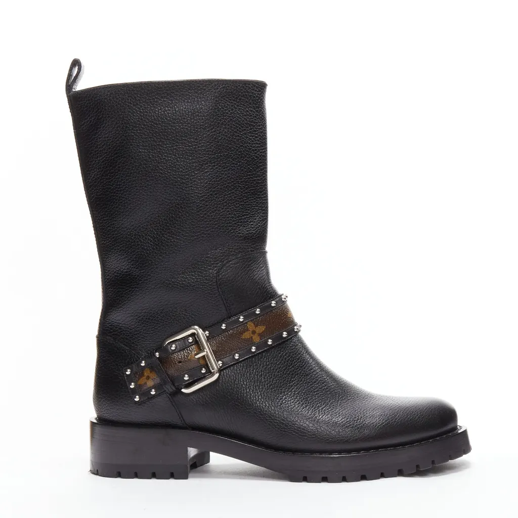 Louis Vuitton Pearl Cone Heel Boots Black Leather Very good - Front View