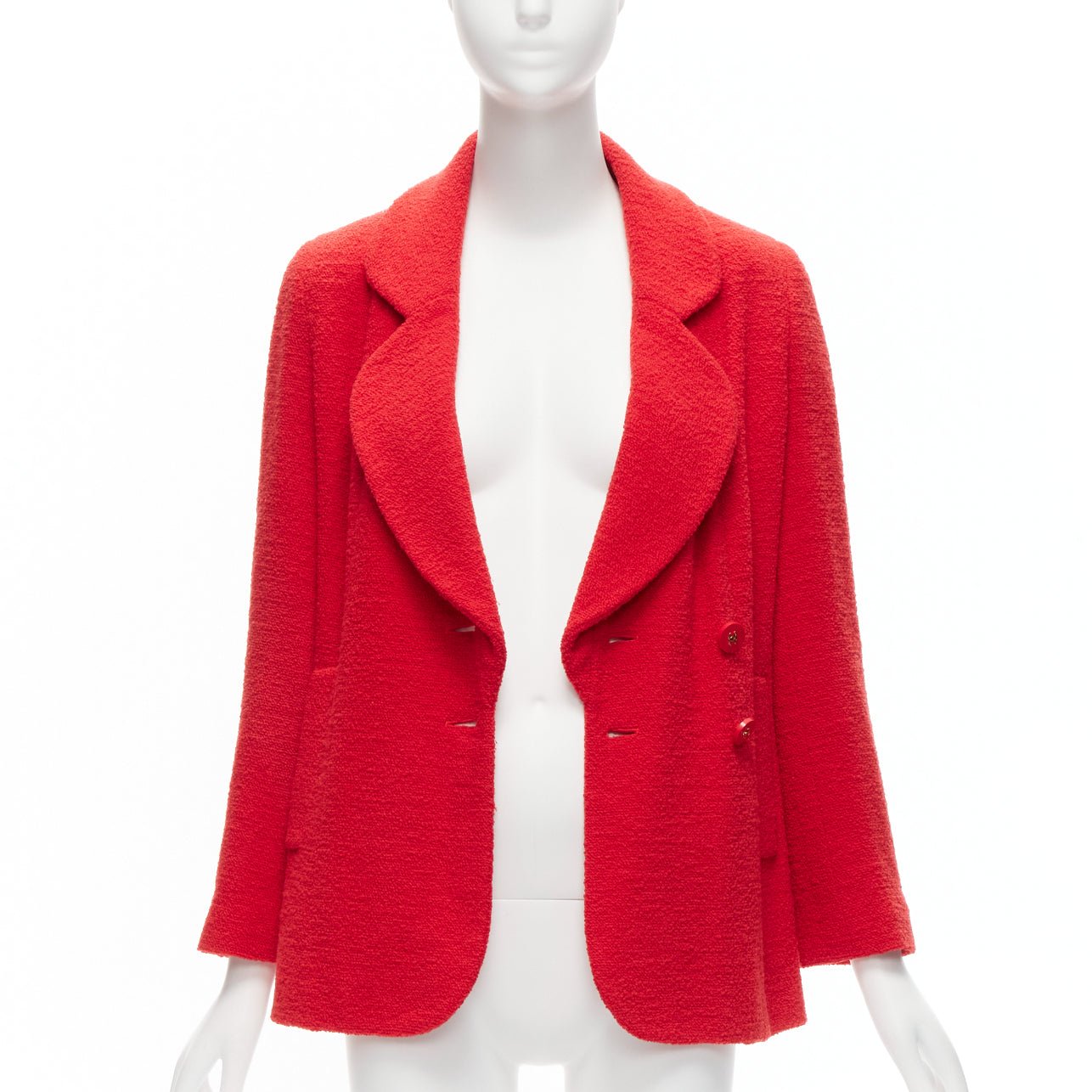 Chanel Red Tweed Button Jacket - Image 6