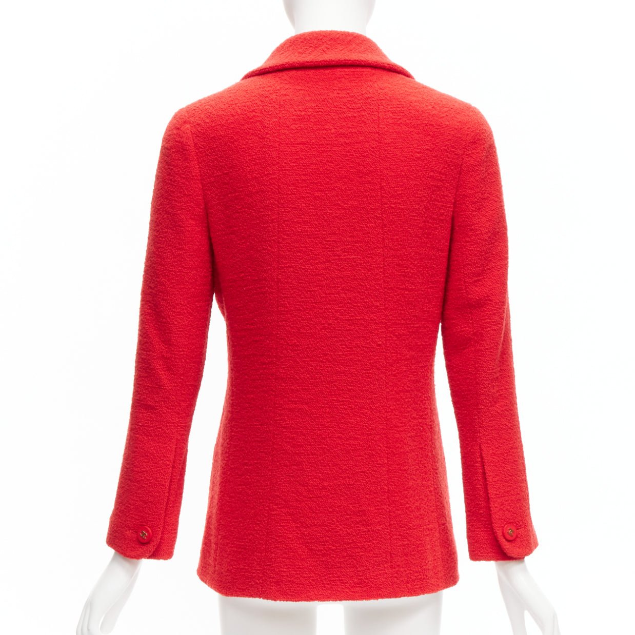 Chanel Red Tweed Button Jacket - Detail 1