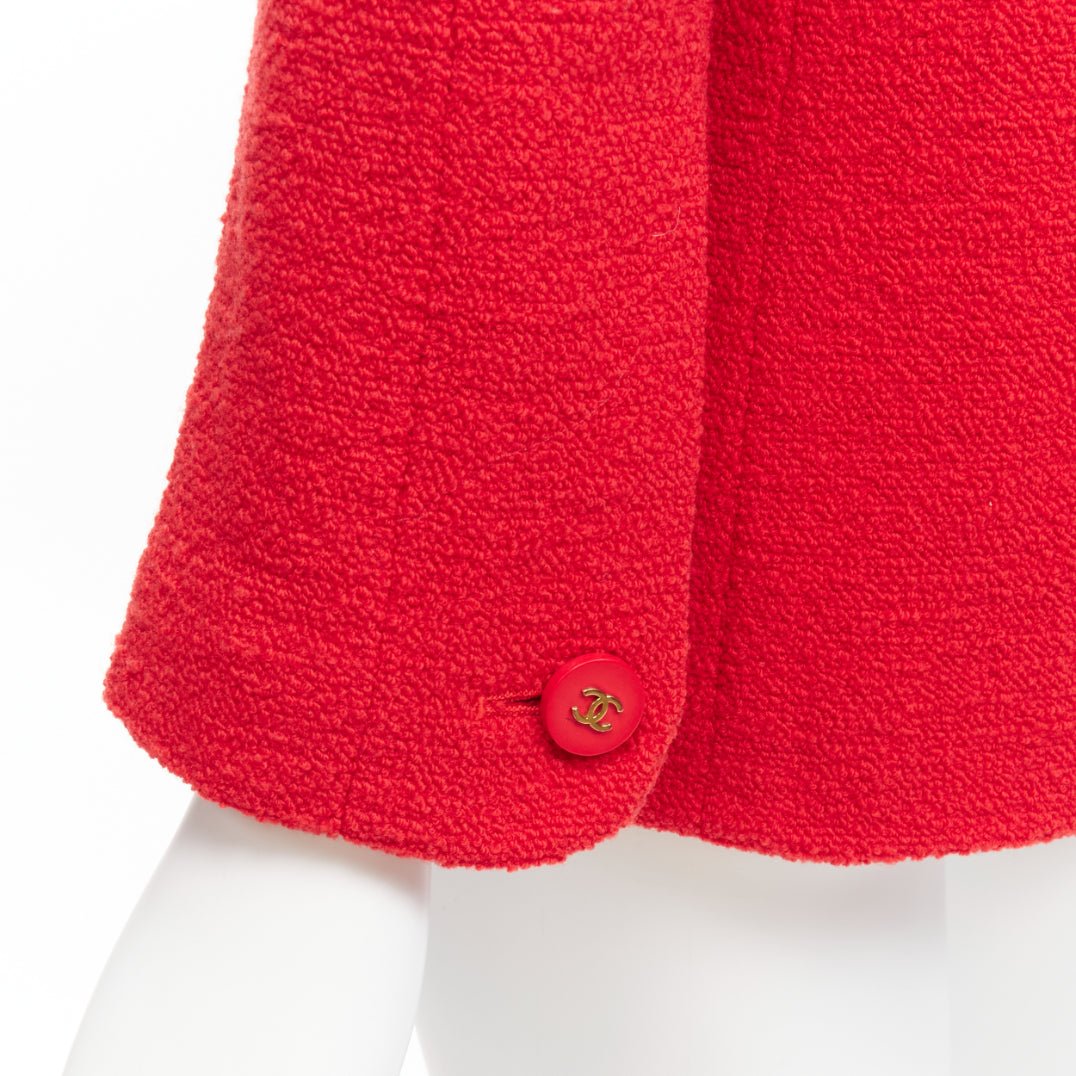 Chanel Red Tweed Button Jacket - Image 11