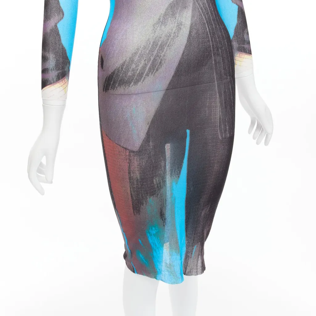 Jean Paul Gaultier Tromp Loeil Dress Blue Polyamide Never worn - Back View