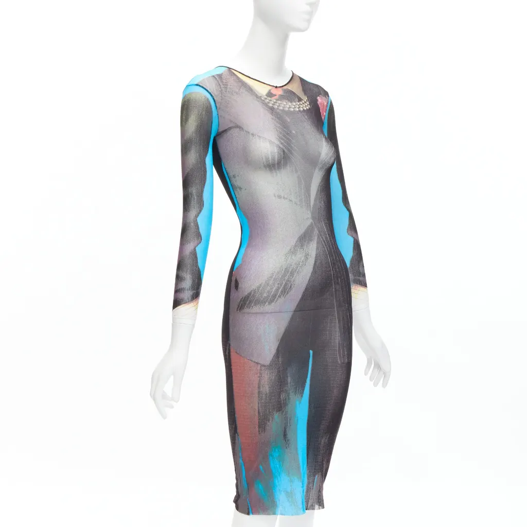 Jean Paul Gaultier Tromp Loeil Dress Blue Polyamide Never worn - Inside View