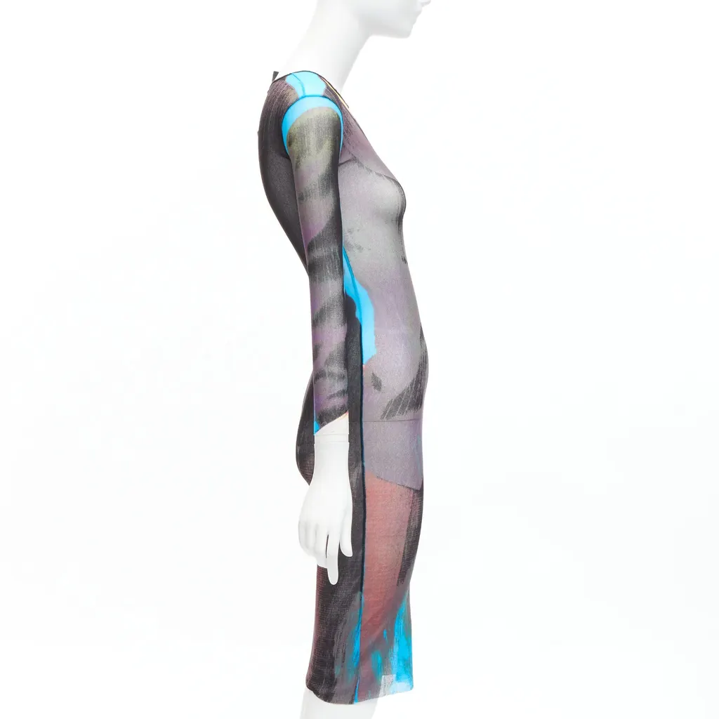 Jean Paul Gaultier Tromp Loeil Dress Blue Polyamide Never worn - Model View
