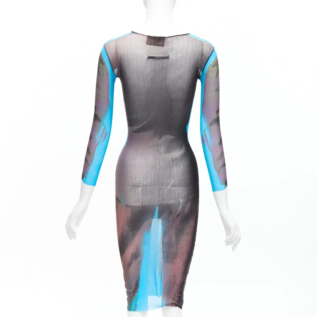 Jean Paul Gaultier Tromp Loeil Dress Blue Polyamide Never worn - Box View