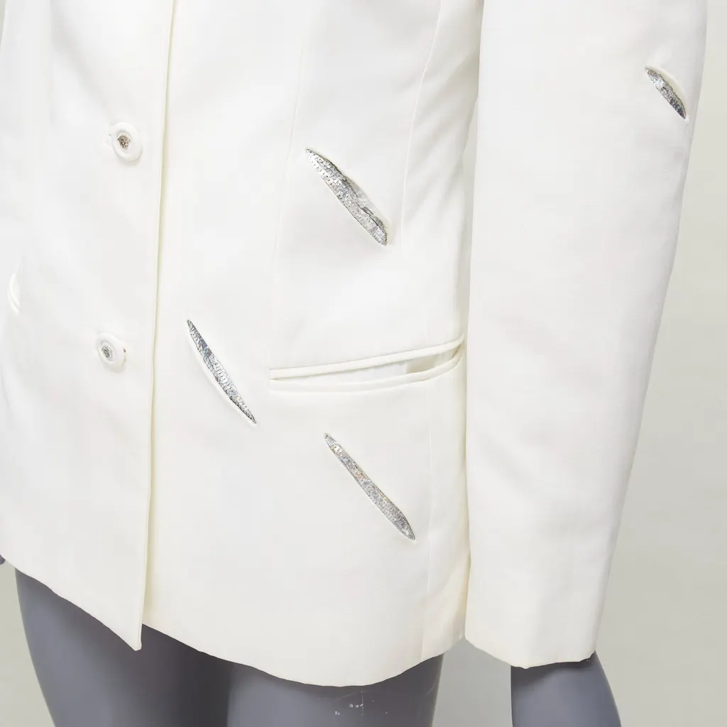 Gianni Versace White Sequins Blazer White Cotton Good - Back View