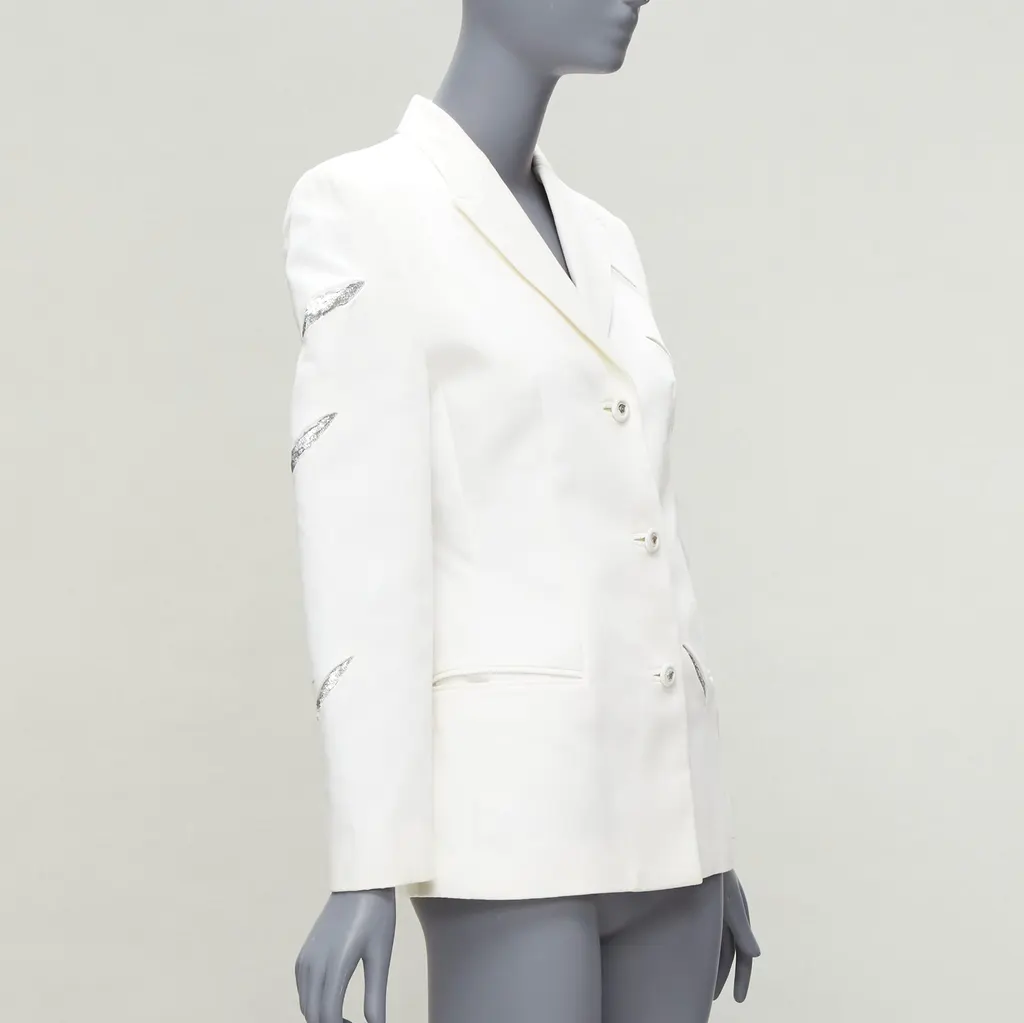 Gianni Versace White Sequins Blazer White Cotton Good - Model View