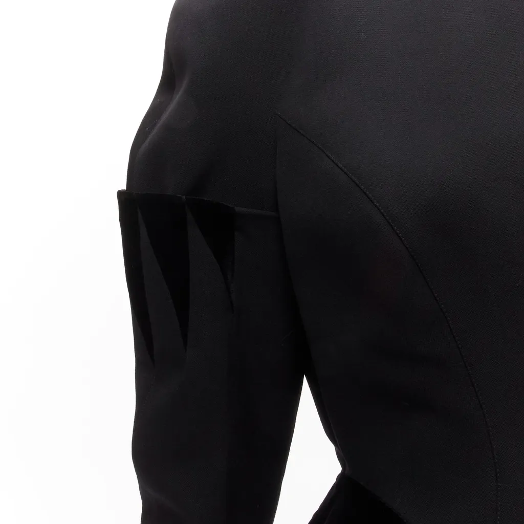 Thierry Mugler Velvet Peplum Jacket Black Wool Never worn - Back View