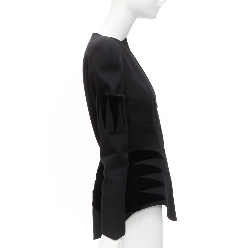 Thierry Mugler Velvet Peplum Jacket Black Wool Never worn - Model View