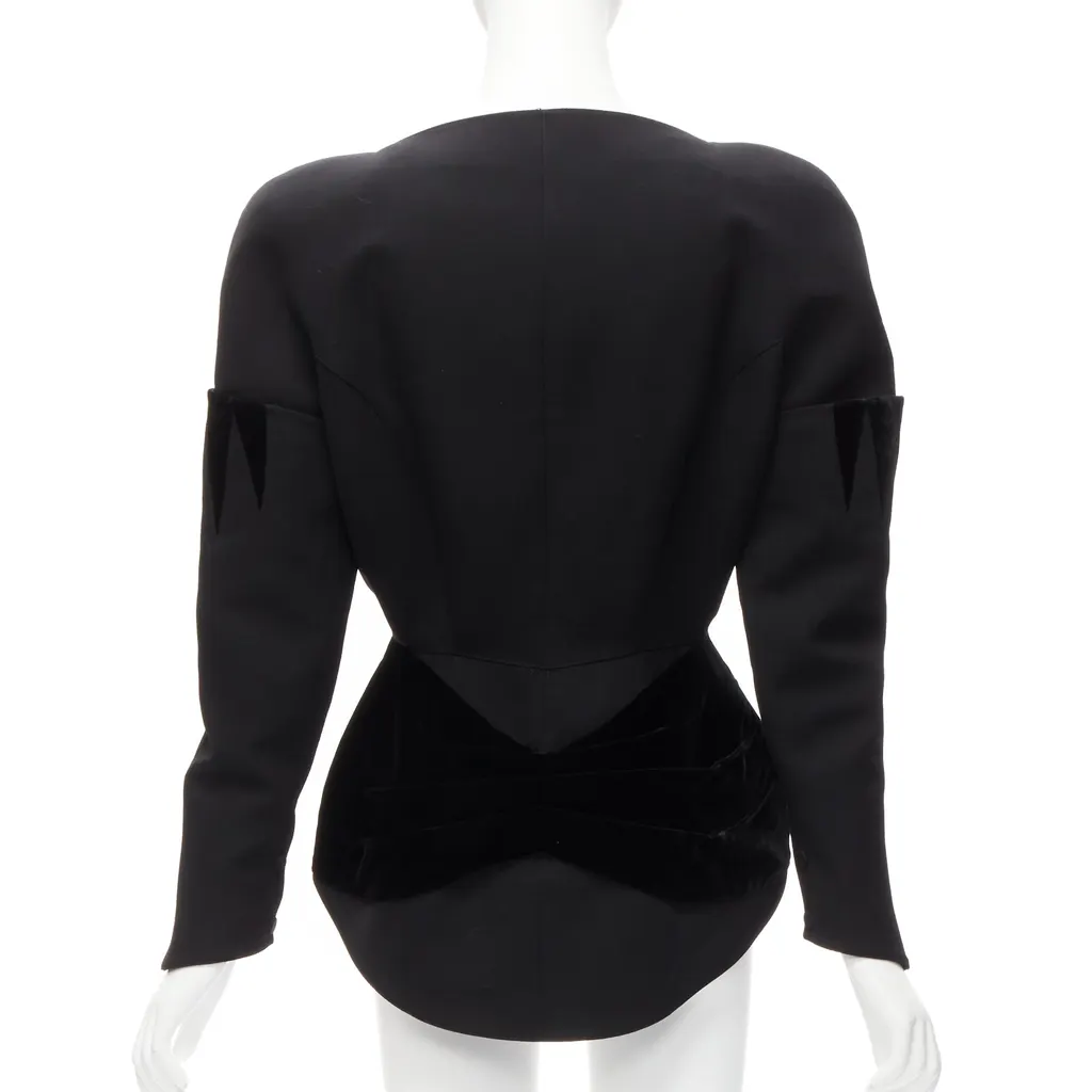 Thierry Mugler Velvet Peplum Jacket Black Wool Never worn - Box View
