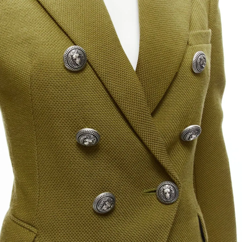 Balmain Double Breasted Blazer Green Polyamide Very good - Back View
