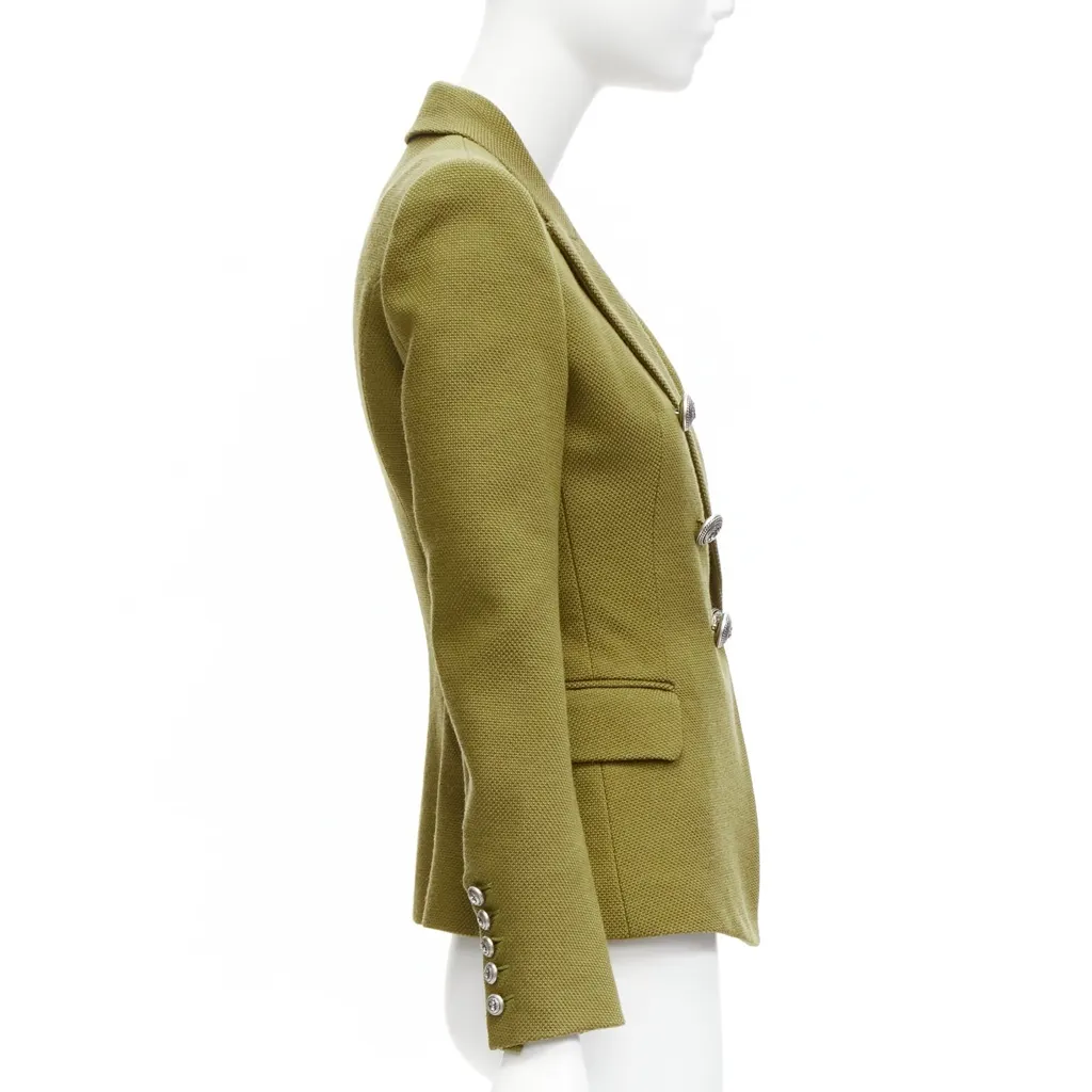 Balmain Double Breasted Blazer Green Polyamide Very good - Box View