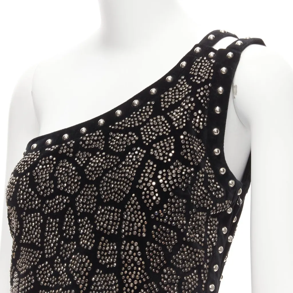 Balmain Studded Velvet Dress Black Cotton Never worn - Back View
