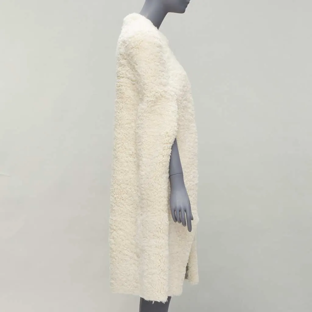 Celine Gold Buckle Shearling Cape Ecru Fur Very good - Model View