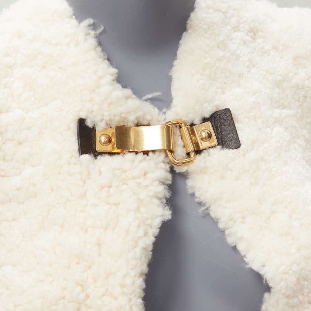 Celine Gold Buckle Shearling Cape - Detail 2