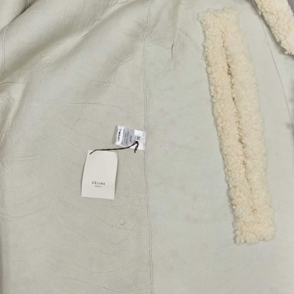 Celine Gold Buckle Shearling Cape - Image 12